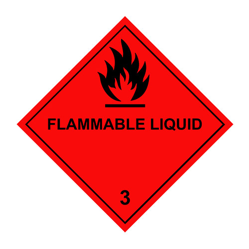 Red flammable liquid safety sign