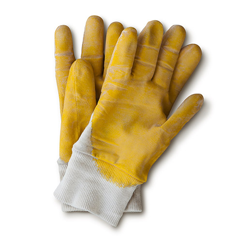 Yellow workmans gloves